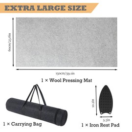 Wool Pressing Mat for Quilting, 24" X 60" Portable Wool Ironing Mat 100% Felted Wool Iron Board for Quilters, Great for Quilting & Sewing Projects