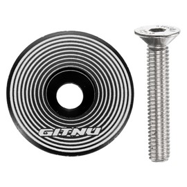 sourcing map Headset Stem Top Cap 1-1/4 Aluminum Alloy Cycling Headset Cover Stem with M6 Bolt for Mountain Bike Road Bicycle MTB, Black