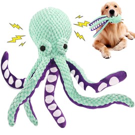 HASTHIP® Juguete Interactivo para Perros de Peluche Pulpo Chirriador, Juguete con Sonido Suave Resistente, Diversión y Entrenamiento para Cachorros y Perros Pequeños Medianos, Juego Fetch y Morder