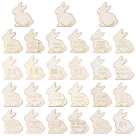 27pcs Easter Egg Fillers for Kids, Wood Easter Reward Tokens Cute Easter Bunny Reward Tokens Easter Egg Reward Tokens Easter Bunny Coins Easter Basket Stuffers Easter Gifts for Boys Girls