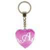 Initial Letter A Heart Shaped Keyring - Pink