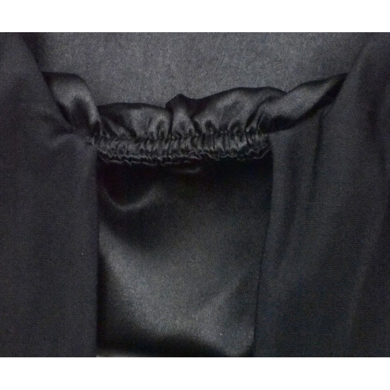 Black Double Layer Silk Bonnet for Sleeping Women Long Curly