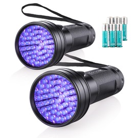 Consciot 2 Pack UV Flashlight Black Light, 51 LED 395nm Ultraviolet Blacklight, Pet Urine Detector for Dog/Cat Urine, Dry Stains, Bed Bug, Resin Curing, Matching with Pet Odor Eliminator