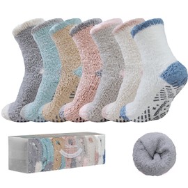 Bulinlulu Fuzzy Socks for Women with Grips Plush Fuzzy Socks Sleep Cozy socks Sleep Socks Winter Soft Fluffy Socks(Beige/Grey/White/Teal/Maroon/Blue/Turmeric)