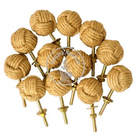 Samara Nautical 12 Knotty Door knobs - Nautical Drawer pulls - Jute Rope Drawer pulls S