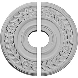 Ekena Millwork CM16WR2 Wreath Ceiling Medallion, 16 1/4"OD x 3 5/8"ID x 1"P, Factory Primed