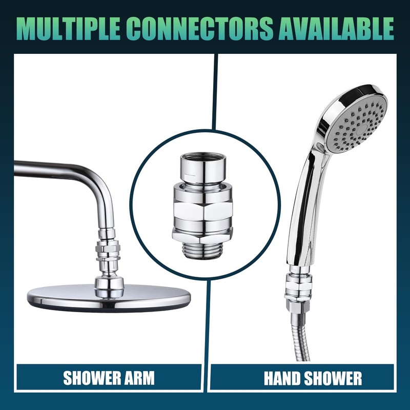 Shower Head Swivel Ball Adapter - Solid Brass Adjustable Shower