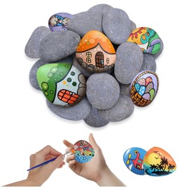 Rongrongago 25 Pieces Pebbles for Painting, 4-6cm Rocks for Painting, Smooth Flat Pebbles for Crafting for Colorful Painting, Decorating Flower Pots, Gardens, Aquariums