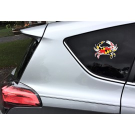 wheezeway Maryland Flag Crab Sticker 4 MD Vinyl Stickers , 2 Flags (3 x 5) 2 Crabs (5 x 3.75)Auto Truck SUV Water Bottle Window Scrapbooking Decal Scrapbooking