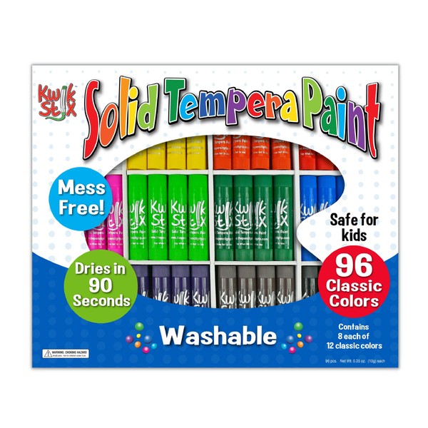 The Pencil Grip Kwik Stix Solid Tempera Paint, Super Quick Drying, 96 Pack (TPG-696)