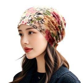 Electric Circus Knit Cap, Hat, Women's, Medical Hat, Care Hat, Floral Pattern, Lace, Watch Cap, Knit Hat, beige, Free size