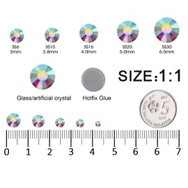 1440Pcs SS20 Crystal Ab Hotfix Rhinestones Glass Diamonds for Clothes Fabric Shirts Crafts Sparkly Decoration Flat Back Round (4.8MM Bulk)