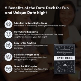 BestSelf Date Deck – 50 Conversation Cards Engaging for Couples - Fun and Thought-Provoking Date Night Game - Playing Cards to Unlock Deeper Connection and Intimacy