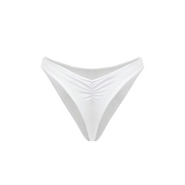 Milumia Women's Bikini Bottom Solid V Cut Waisted Swimwear Thongs Beachwear Thongs White Large