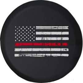 556 Gear Distressed American Flag Tire Cover Thin Red Line fits SUV and RV Spare Tire Cover Camper Accessories Black 30 in