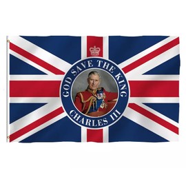 2025 King Charles Union Jack Flag, VE Day 80th Anniversary Banner Flag Decorations Memorabilia 80 Years Victory In Europe, Patriotic Decorations for Street Party