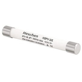 Heschen DC1500V Solar Photovoltaic Fuse, Photovoltaic Fuses, GPV Type Fuse Link, HSPV-32L, 10 x 85mm, 25A 1500VDC, I1 50kA, Solar PV Protection System, Pack of 5