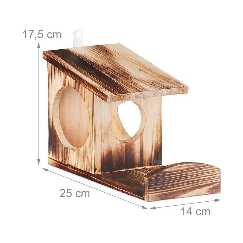 Relaxdays Squirrel Feeder for Squirrels Hanging Wooden 17.5 x 14