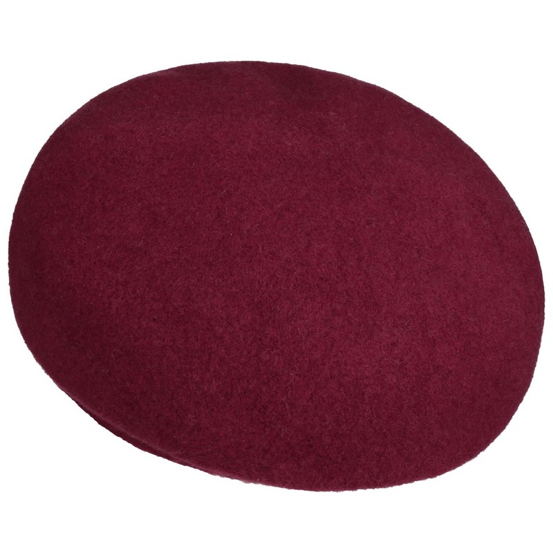 Seeberger Ladies Milled Wool Beret Hat with Cuff, raspberry