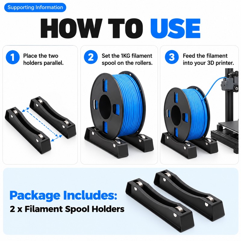 3D Printer Filament Spool Holder for 1KG PLA, PETG, TPU