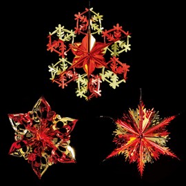 SET of 3 Christmas Foil Ceiling Decoration Hanging 40cm - Red/Gold