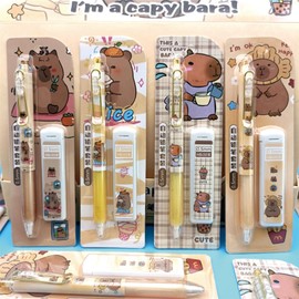 4 Pcs Capybara Mechanical Pencils with Refills 0.5mm Cute Capybara Mechanical Pencil Cartoon Mechanical Pencils Kawaii Office School Pencil for Kids Students Women Girls Boys Pencils (4 Set-Capybara)