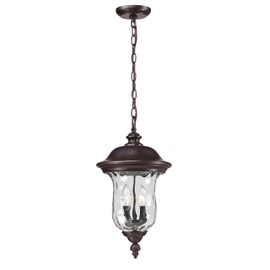 Z-Lite 533CHM-RBRZ Armstrong Outdoor Chain Light, Aluminum Frame, Bronze Finish and Clear Water Glass Shade of Glass Material