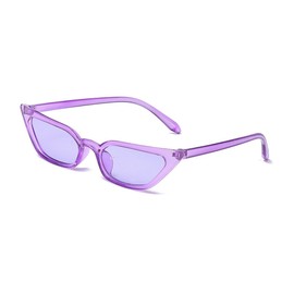 W&Y YING Small Frame Skinny Cat Eye Sunglasses for Women Colorful Mini Narrow Square Retro Cateye Vintage Sunglasses (Purple Style 2)
