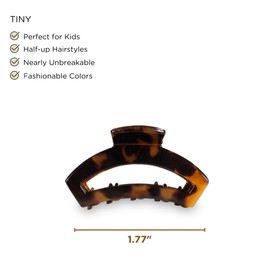 TELETIES - Tiny Open Claw Clip - Strong Grip, Bendable Teeth, Comfortable Open Cutout Design - Ideal for Thin Hair, Kids, Half-up Hairstyles - For All Hair Textures - Tortoise