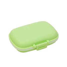1 x Wheat Straw Pill Box Fashion Travel Pill Organizer Mini Size Portable Vitamin Container Safe Food Grade PP Material Double Layer Foldable Design 8 Compartments