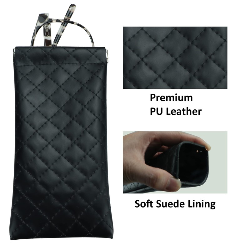 LifeArt 3 Pack Squeeze Top Glasses Pouch Portable Sunglasses Case