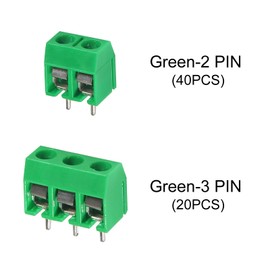 60pcs PCB Mount Screw Terminal Block, 5mm 2 Pin / 3 Pin PCB Schraubklemmen, Schraubklemme Steckverbinder, für Arduino (2 Pin-40, 3 Pin-20)