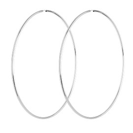 NKlaus Pair of 10 cm Creole Earrings 925 Sterling Silver Large Earrings with Flex Clasp 3075, Sterling Silver