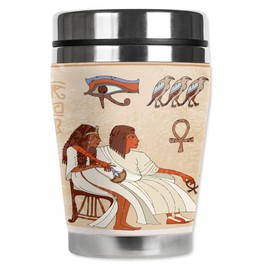 Mugzie 10 Ounce MINI Stainless Steel Travel Mug with Wetsuit Cover - Heiroglyphics