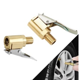 2 Pcs Brass Locking Tire Air Chuck, Tire Inflator Hose Adapter for Twist On Connection Convert to Lock On, No Air Leakage Air Compressor Pump Clip On Tire Chucks, Tire Nozzle with Tire Valve Thread