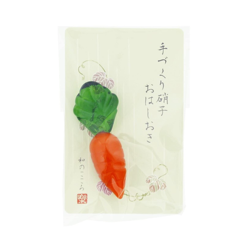 Keisui Chopsticks Rest, Handmade Glass, Chopsticks, Carrot, Approx. 2.2 x