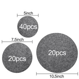 Jucoan Set of 80 Felt Plate Dividers, 5”/7.5”/10.5” Round Thick Soft Felt Plate Dish Separator Protectors for Porcelain, China, Dishes & Saucers Stacking and Package, Grey, 3 Sizes