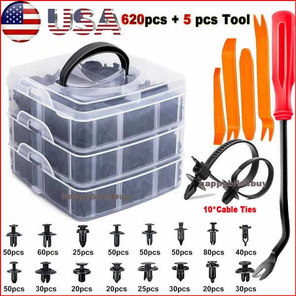 Cooligg 635 Car Push Retainer Auto Fasteners Push Trim Plastic