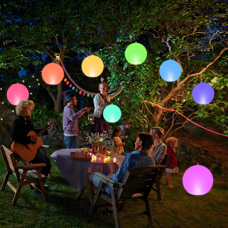 SEMANJLL 4PCS Solar Powered Floating Pool Lights,14" Inflatable LED Glow