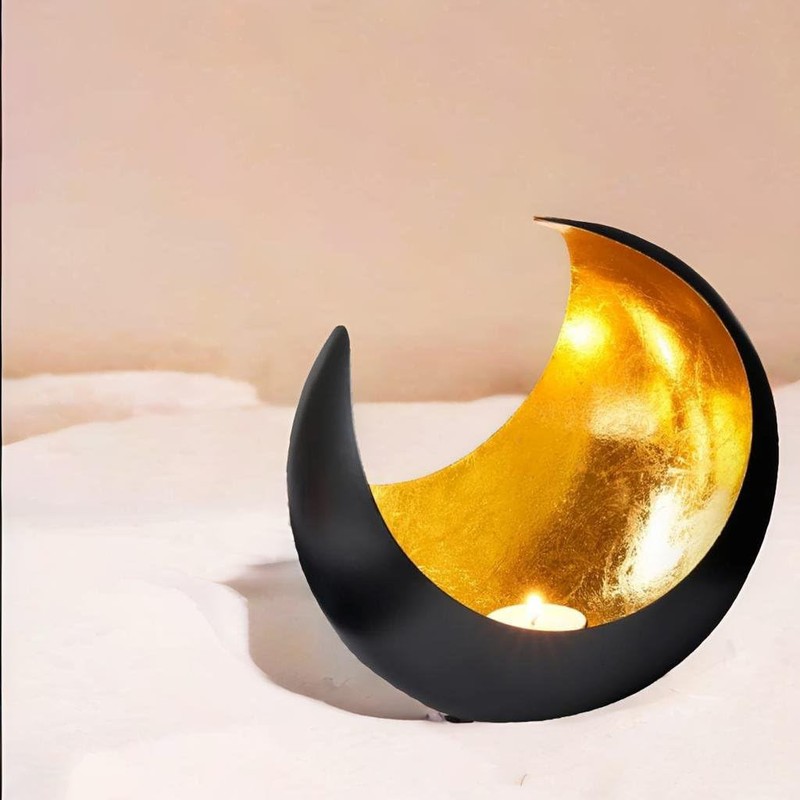 Marrakech Metal Lantern in Black Gold Moona 20 cm Large