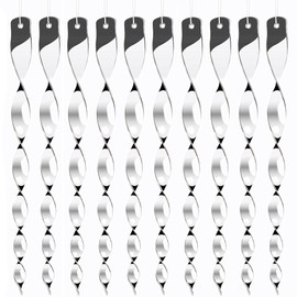 Hausse 10 Pack Bird Repellent Reflectors Scare Rods, Hanging Silver Plastic Rod Reflective Bird Deterrent Device, Glossy Finish Garden Decorative Scare Birds Away, Like Woodpeckers, Pigeons and Geese