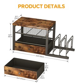 Homeiju Wood Desk Organizer with Drawers, Desk File Organizer with 3 Vertical File Holders, File Shelf,Storage for Mail, Supplies,Classroom Organization