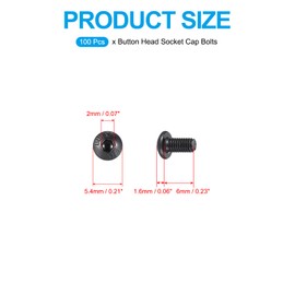 PATIKIL M3-0.5x7.8mm Button Head Socket Cap Bolts Screws, 100 Pcs 10.9 Grade Alloy Steel Hex Socket Cap Screws Hex Drive Full Machine Thread for Car Bike Ship Assembly Accessories