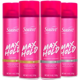 Suave Hairspray, Max Hold Variety 4-Pack – Scented + Unscented Hairsprays, 11 Oz Ea