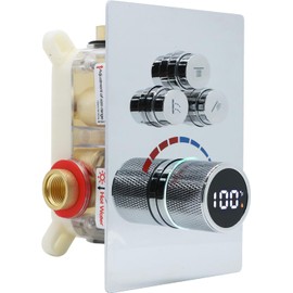 Digital Display Shower Valve Shower Valve 3 Way Shower Diverter Valve Shower Mixing Valve Can Use All the Time Polished Chrome