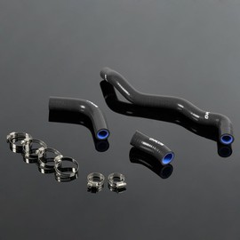 PIT66 Silicone Radiator Tube Hose Kit,Compatible with 2002-2015 Suzuki DRZ400S DRZ400SM Black with Clamps