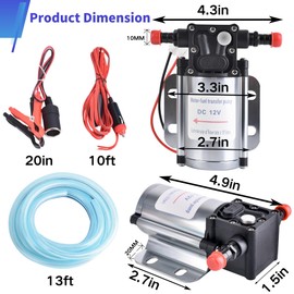 Fuel Transfer Pump Kit with Carrying Case, 12 Volt Electric Fuel Transfer Pump, High Efficiency Self-priming Pump for Pumping Gasoline, Diesel, Kerosene, Water and Liquids