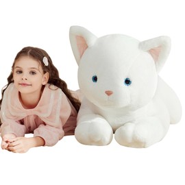 IKASA Giant White Cat Stuffed Animal Plush Toy,Big Large Jumbo Soft Toys,30" Huge Size Cute Fluffy Plushy Fat Oversized Plushie,Gifts for Kids