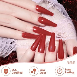 Honey Joy Sparkly Gel Nail Polish 1Pc Red Nail Polish Gel Colors - Soak Off, UV/LED Gel Polish for Nail Art - Perfect for DIY Manicures at Home - Salon-Quality, 8ml/0.28oz (#6 Crimson Gem)