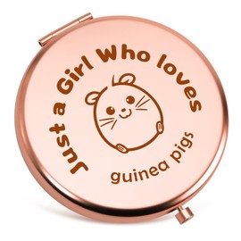Guinea Pig Lover Gifts for Women Compact Mirror Guinea Pig Gift for Women Animal Lover Gift Christmas Birthday Gifts For Her Animal Lovers Friends Sister Daughter Folding Makeup Mirror Rose Gold